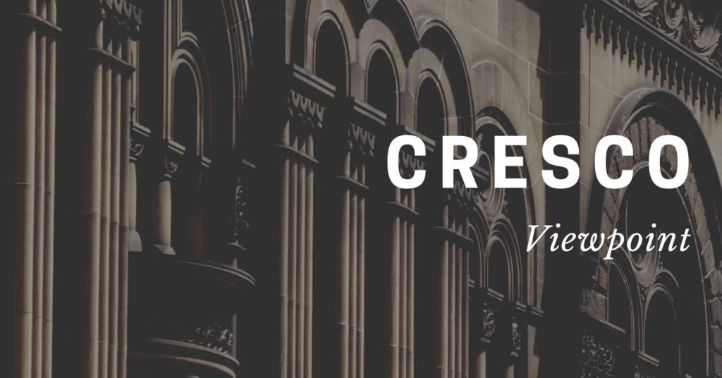 Image of buildings with caption "cresco commentary"