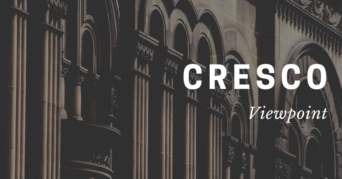 Image of buildings with caption "cresco commentary"