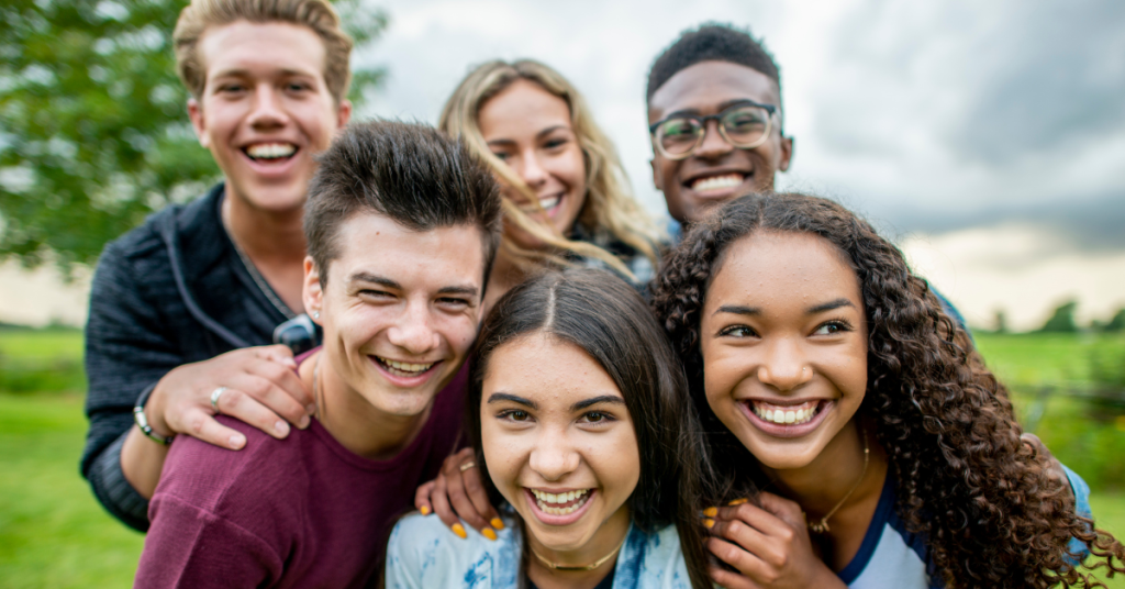 Group photo of friendly teens