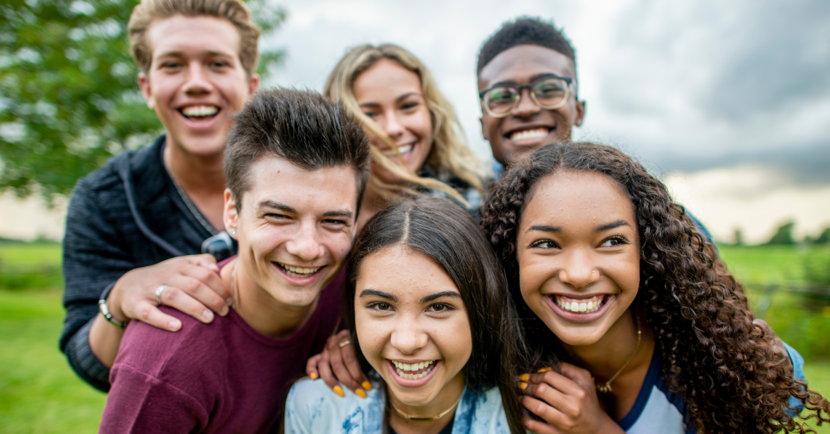 Group photo of friendly teens