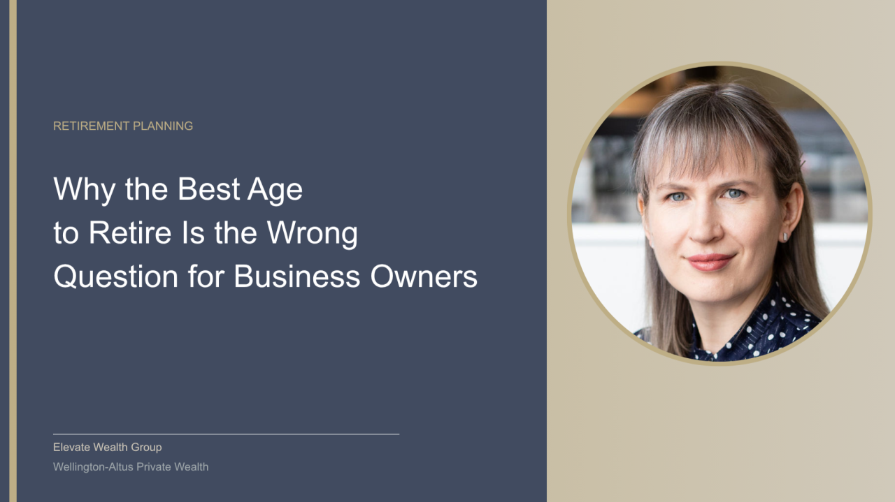 Image of Ludmila with text - why the Best Age to Retire Is the Wrong Question for Business Owners