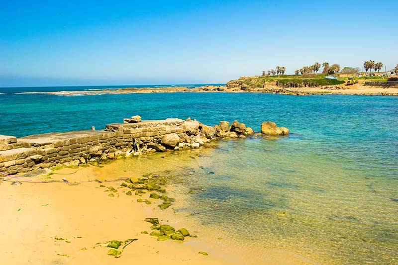 Seawalls still standing at Caesarea Maritima