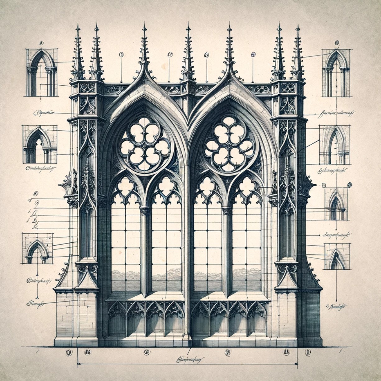 two double lancet windows with oculus details