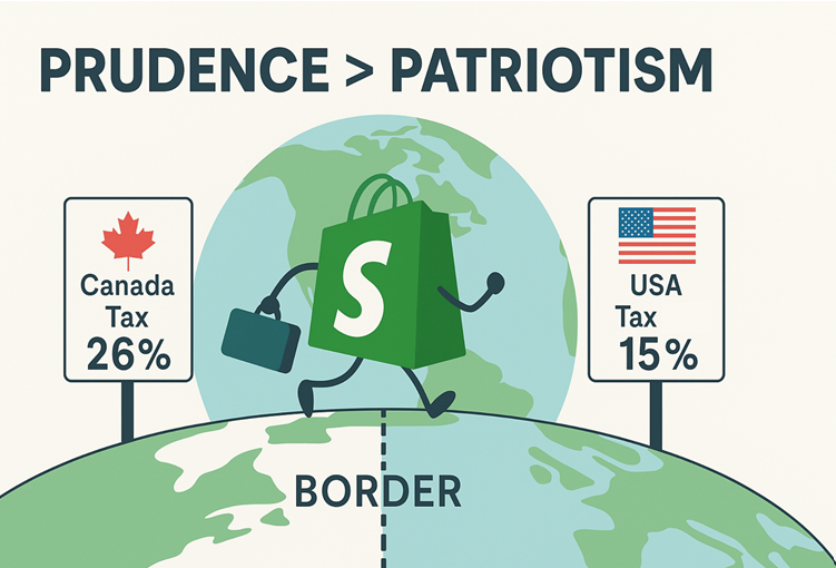 Prudence>Patriotism infographic - canadian companies moving to us