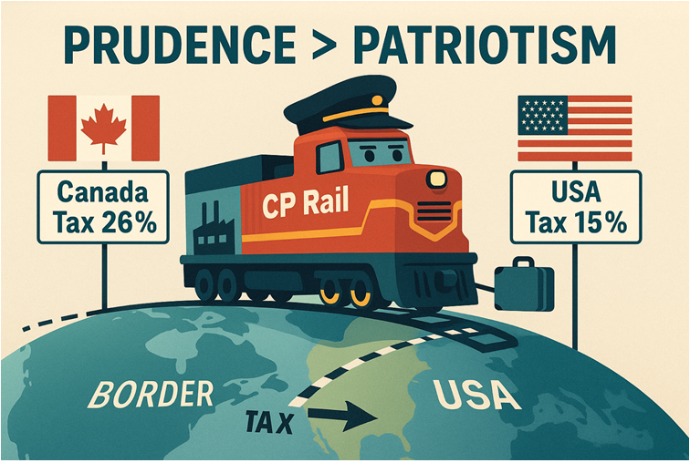 Prudence over patriotism infographic - canadian companies moving to us