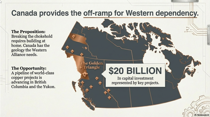Map showing regions of Canada with copper