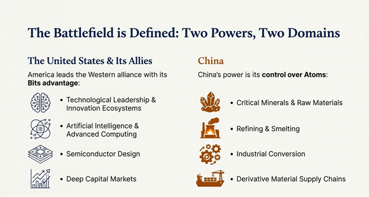 Chart illustrating US strengths vs China's