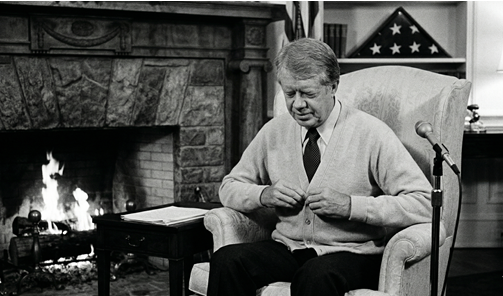 President Jimmy Carter preparing to address the nation