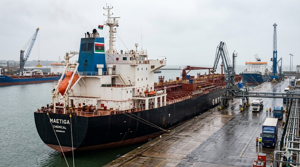 tanker arriving in the UK