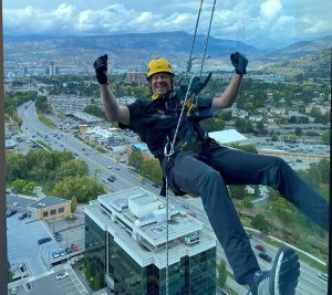 rappelled down office tower at Landmark 7