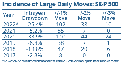 Incidence of Large Daily Moves- S&P 500