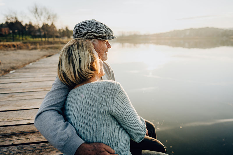 Retired senior couple on a dock