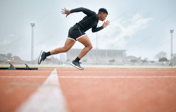 man athlete and ready for race on track